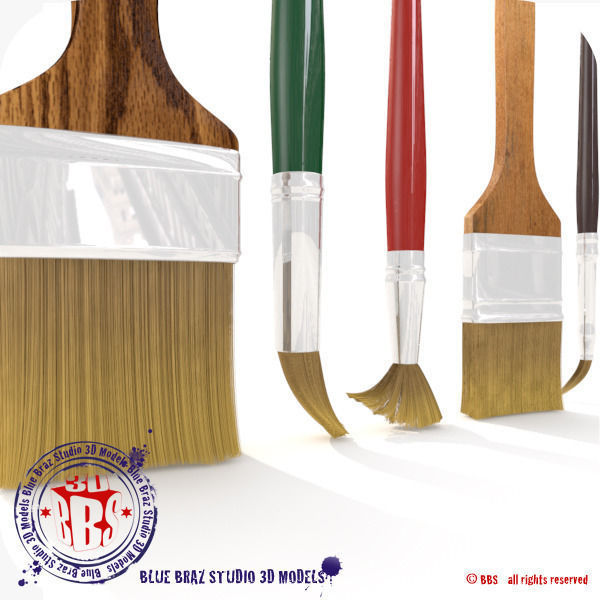 paintbrushes set of paint brushes 3D model_6