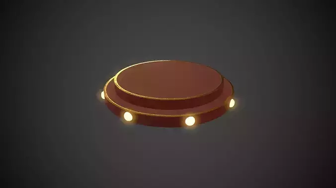 Red Circle Stage Platform Low-poly 3D model