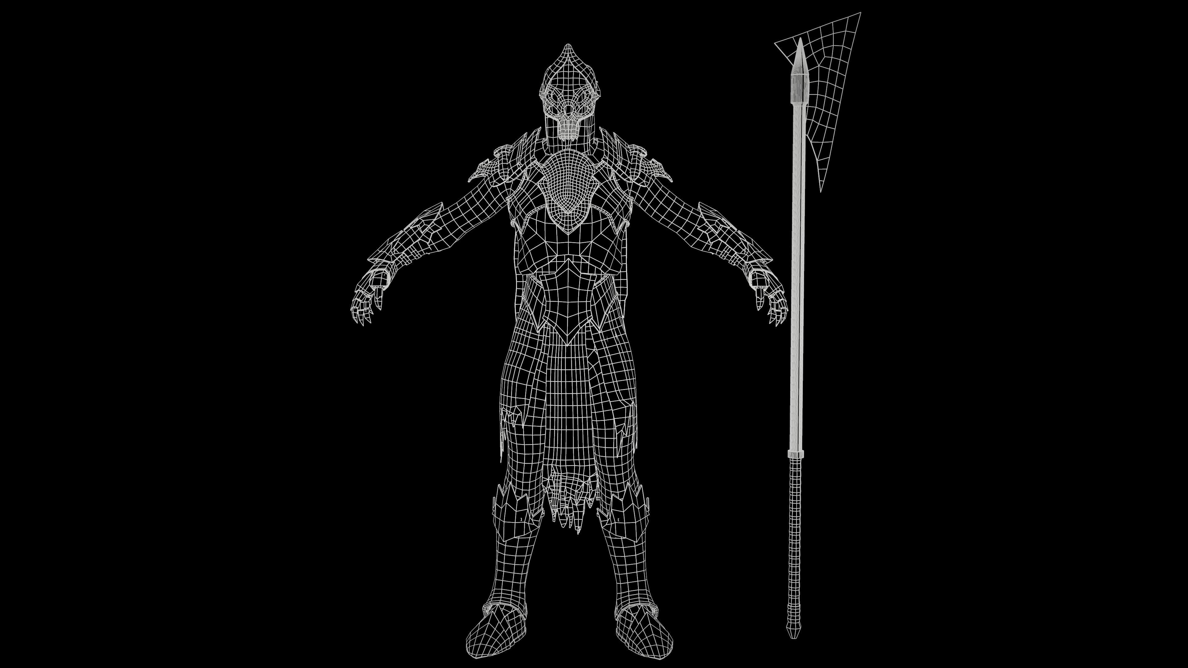 Skeleton Knight RIGGED Low-poly 3D model_26