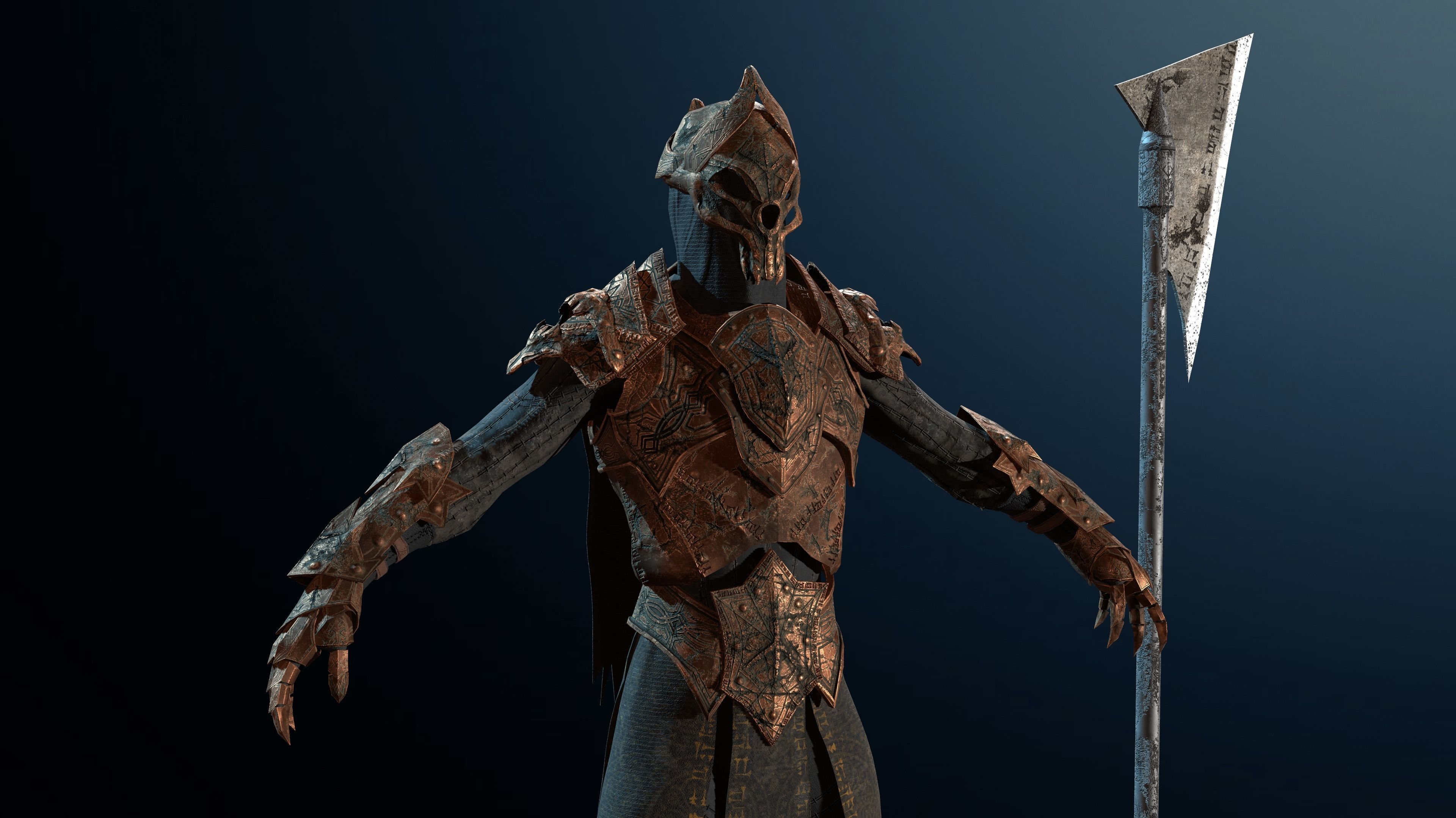 Skeleton Knight RIGGED Low-poly 3D model_12