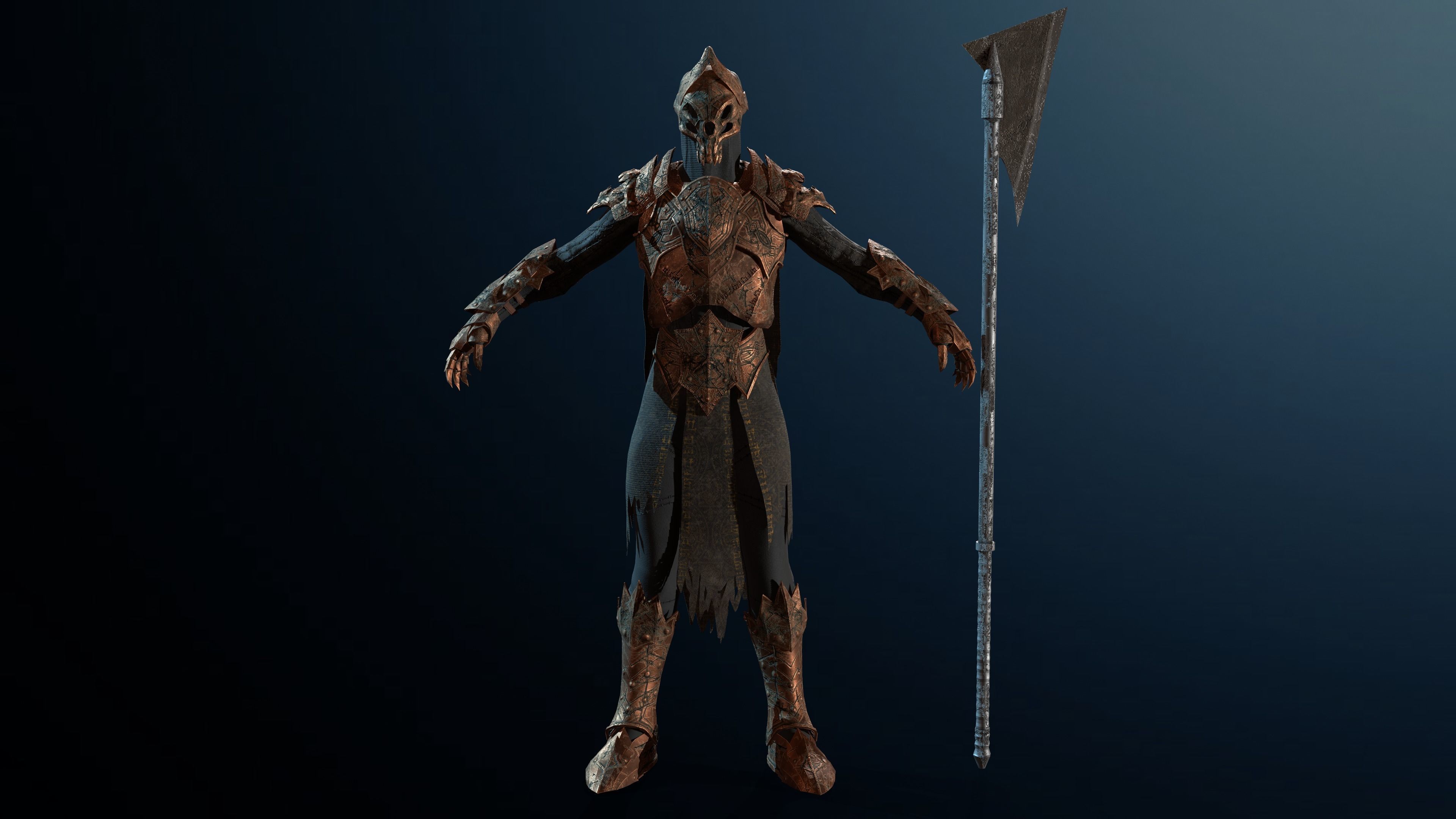 Skeleton Knight RIGGED Low-poly 3D model_13