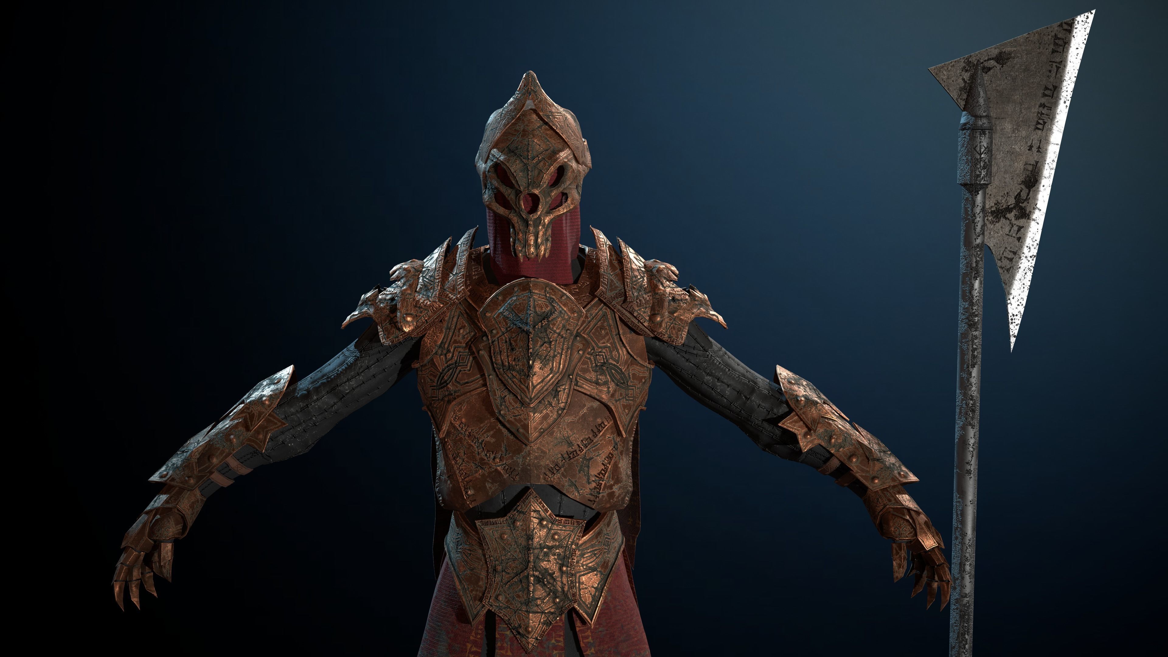 Skeleton Knight RIGGED Low-poly 3D model_4