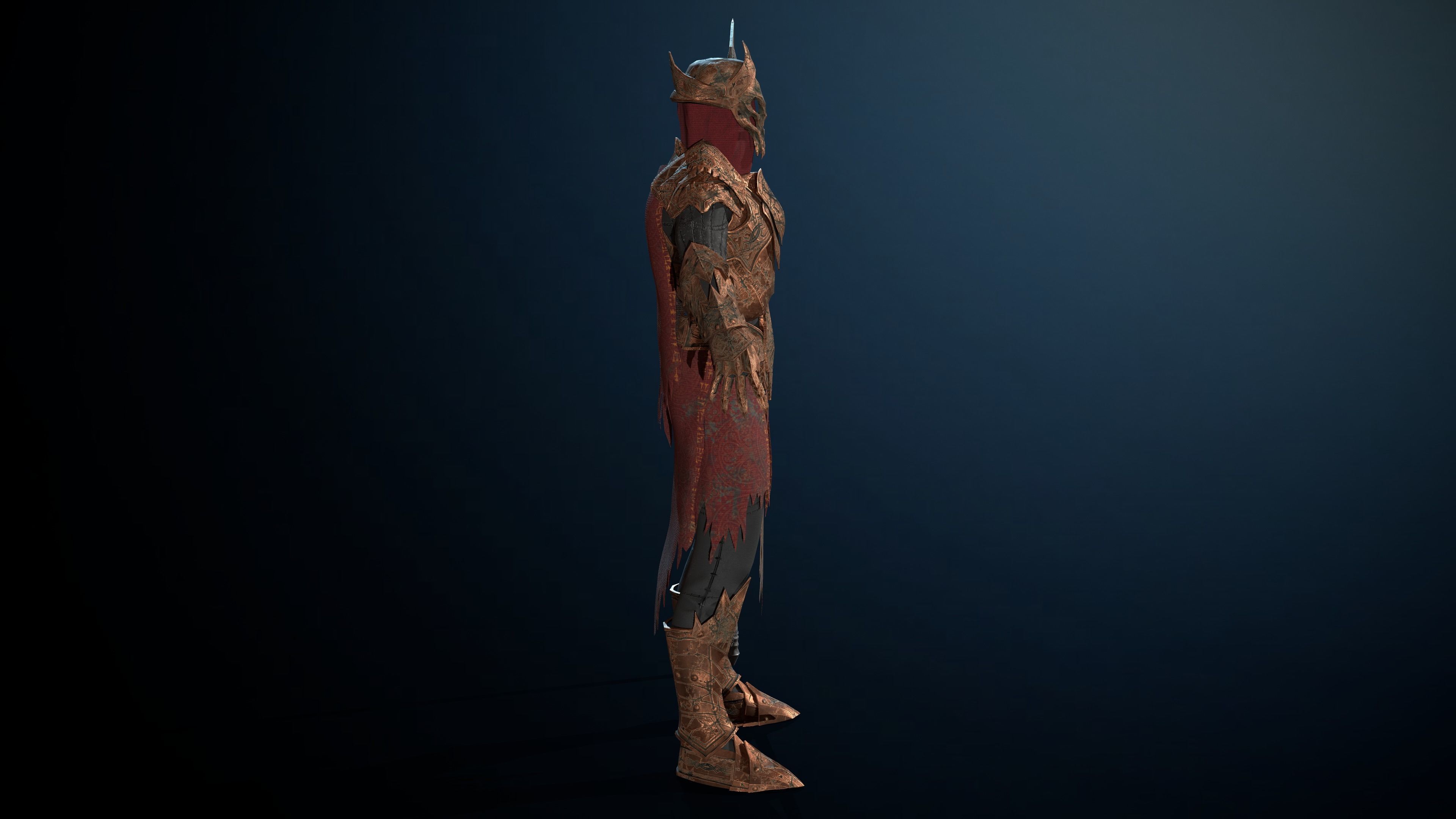 Skeleton Knight RIGGED Low-poly 3D model_6