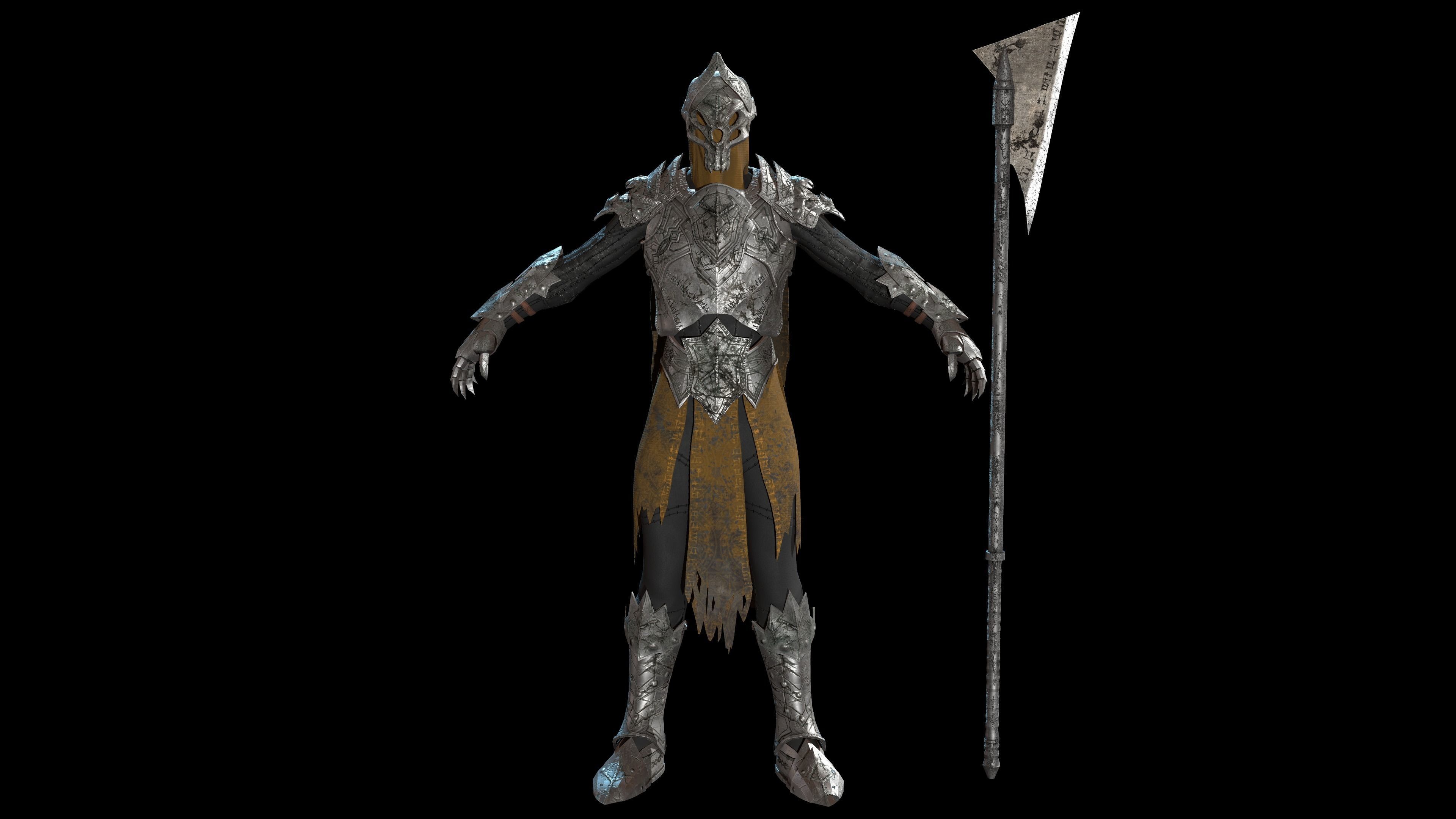 Skeleton Knight RIGGED Low-poly 3D model_17