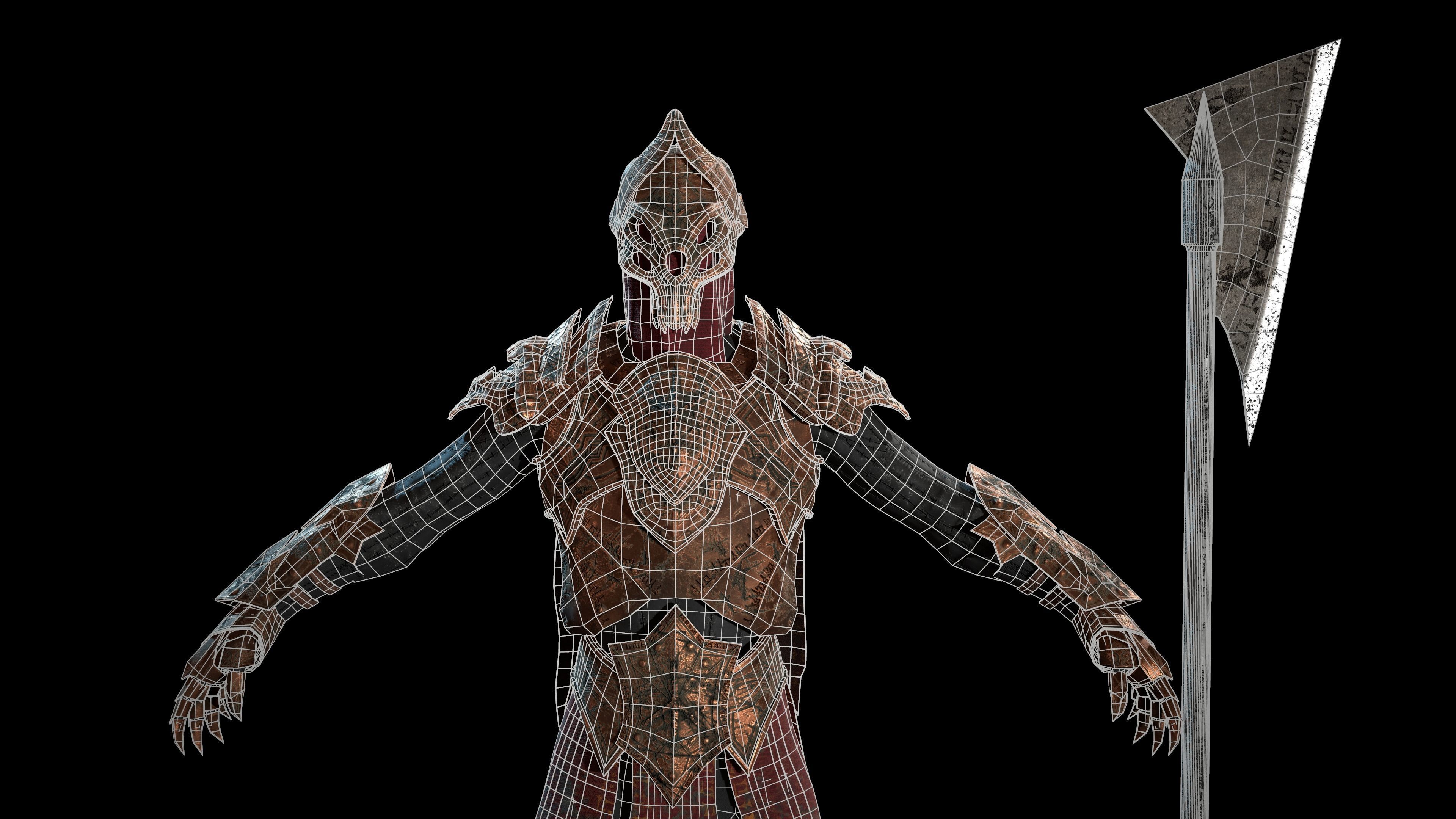 Skeleton Knight RIGGED Low-poly 3D model_10