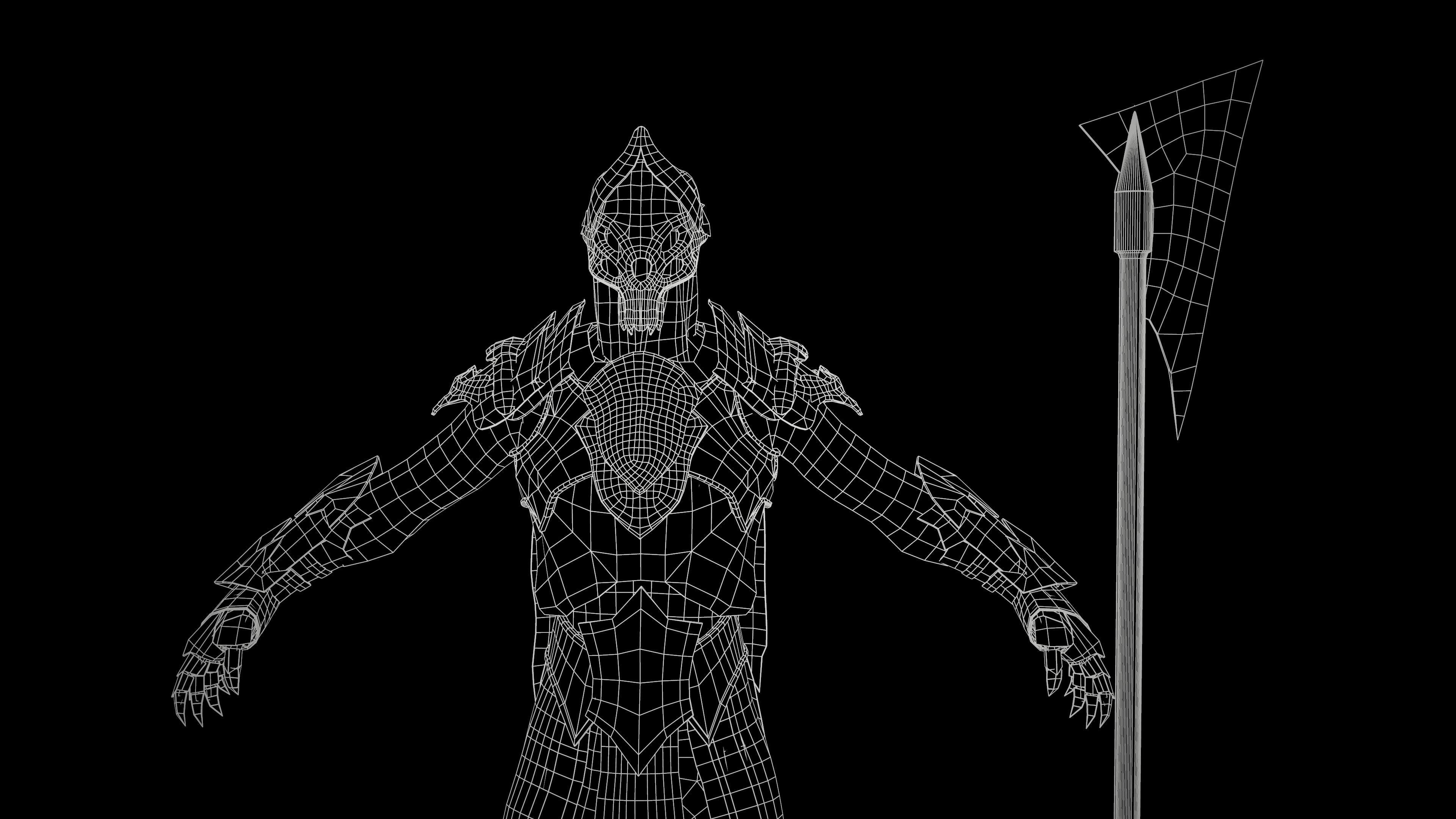 Skeleton Knight RIGGED Low-poly 3D model_25