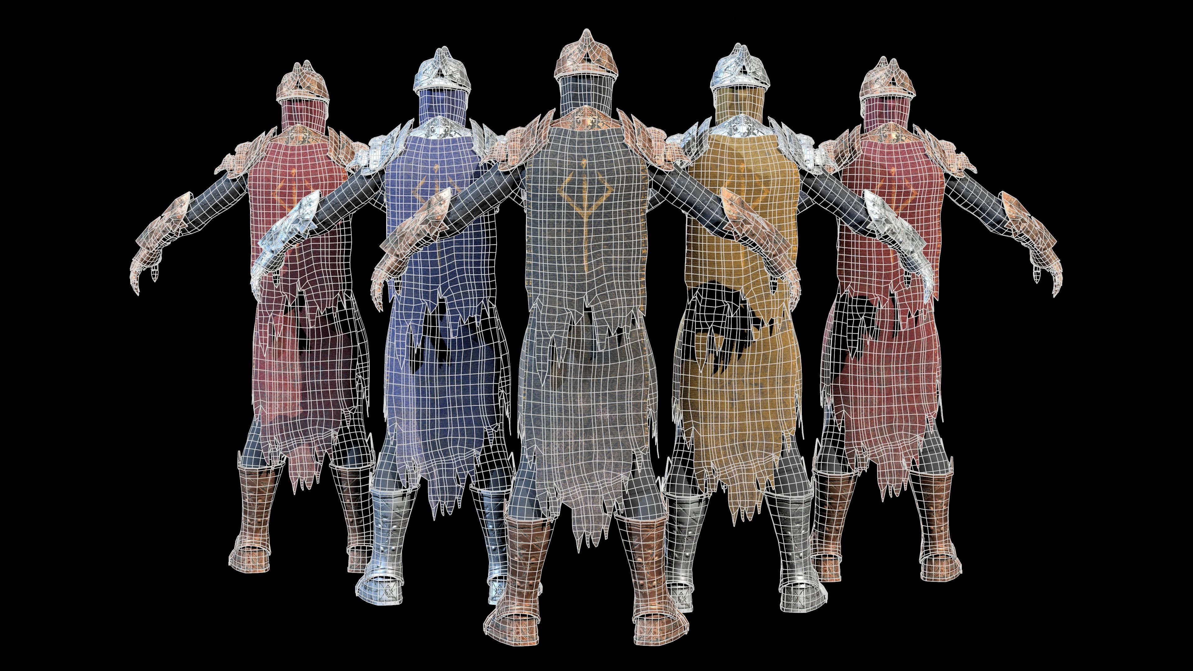 Skeleton Knight RIGGED Low-poly 3D model_24