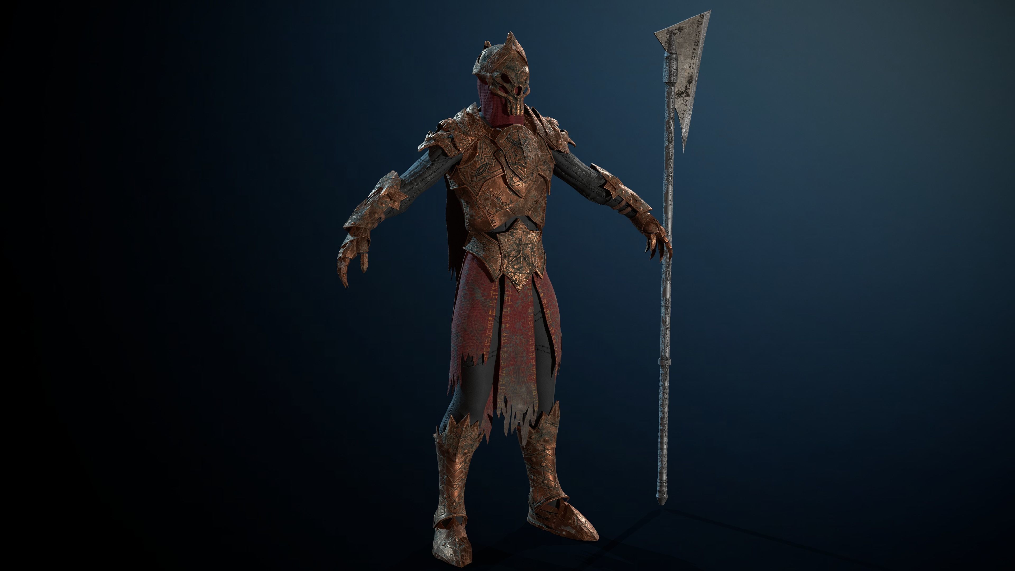 Skeleton Knight RIGGED Low-poly 3D model_3