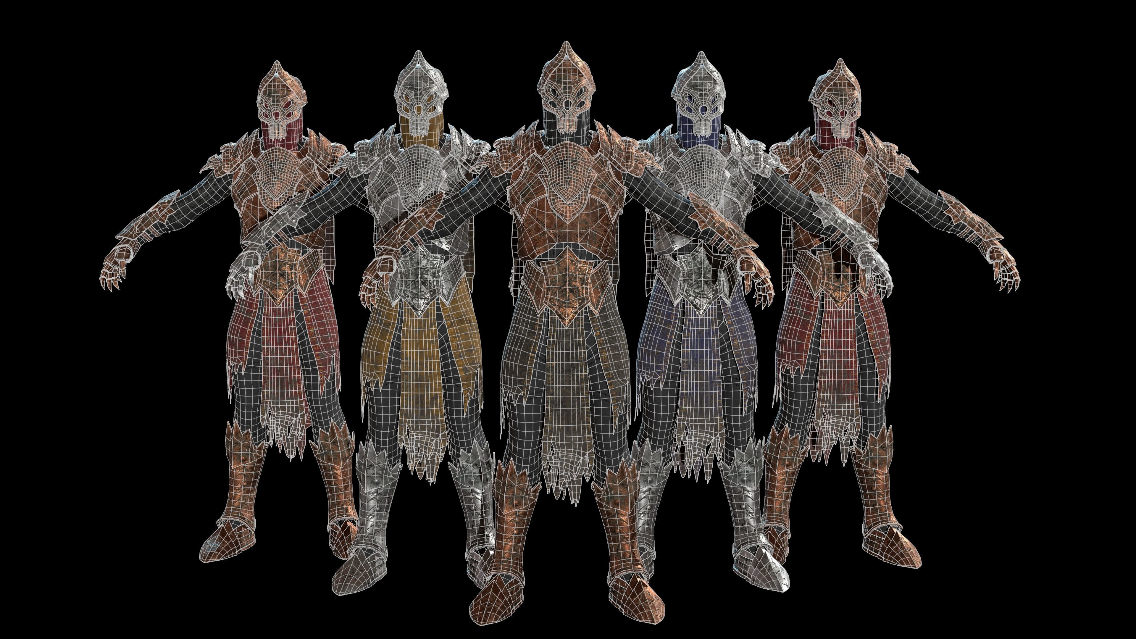 Skeleton Knight RIGGED Low-poly 3D model_23