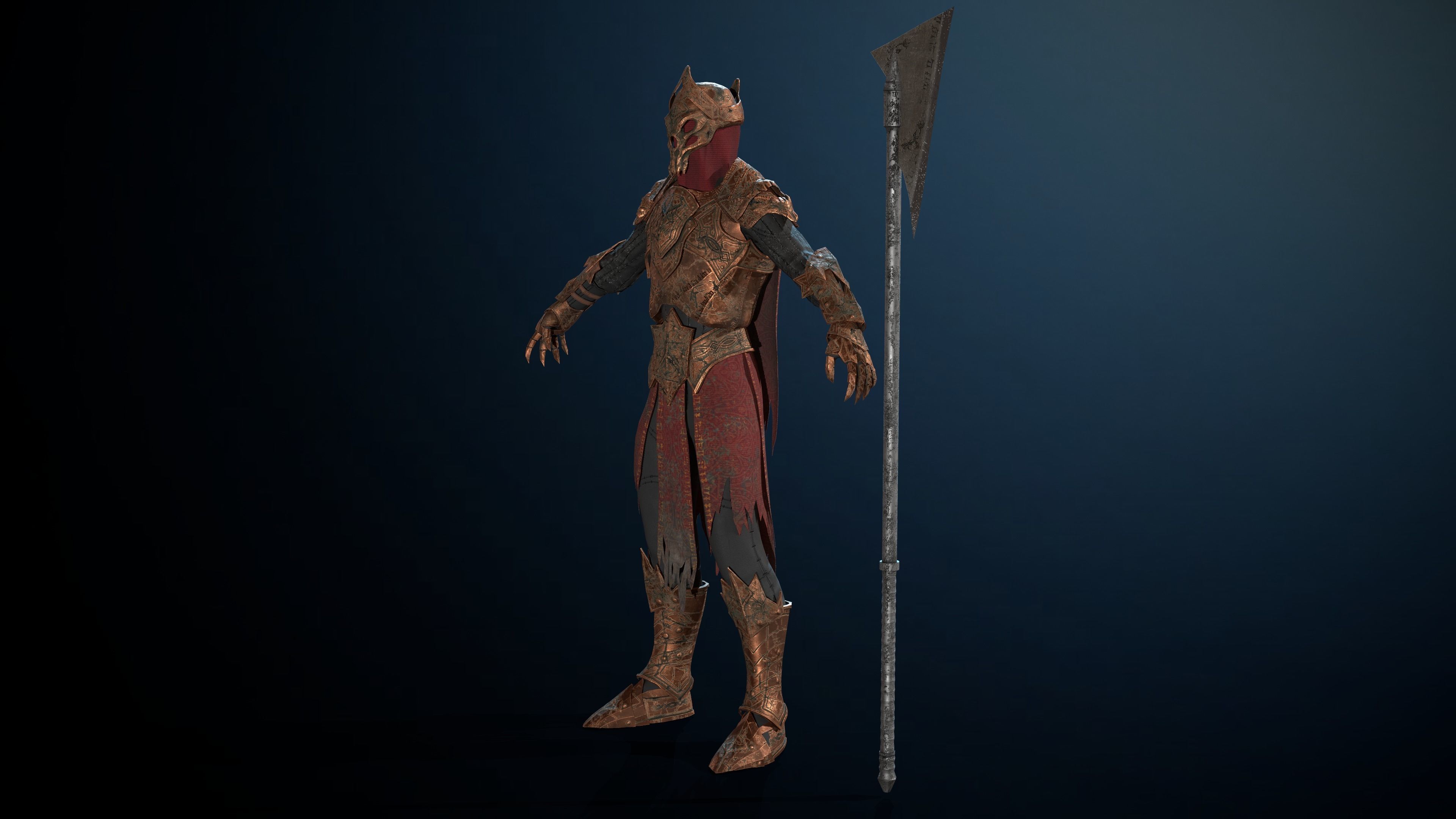 Skeleton Knight RIGGED Low-poly 3D model_7