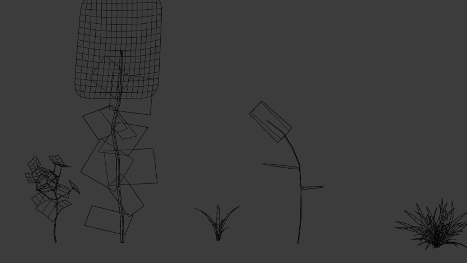 Low poly grass Sunflowers Low-poly 3D model_2