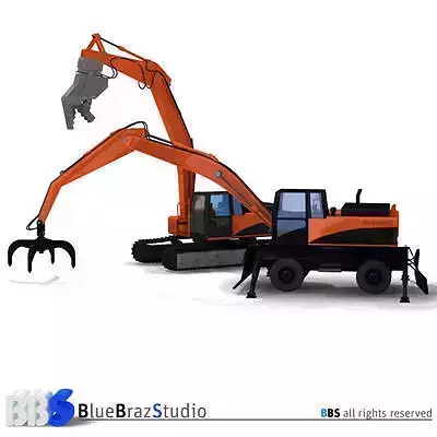 excavator collection 1 orange and bulldozer