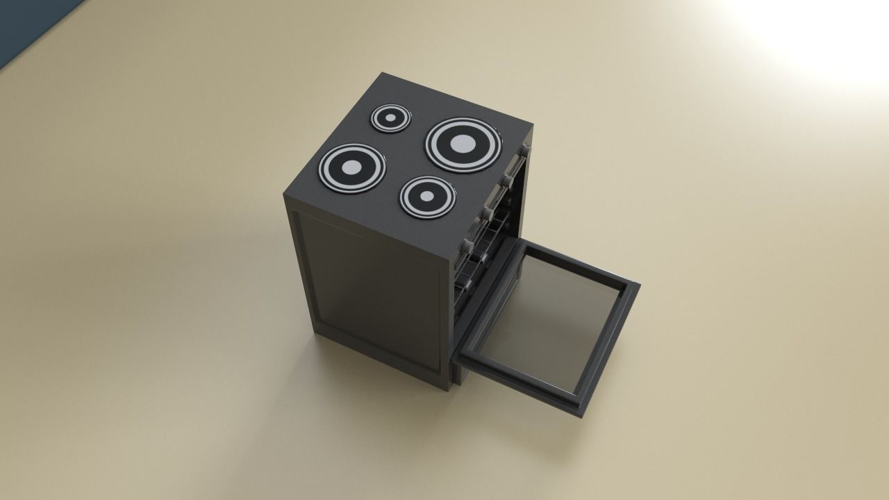 Cuisiniere3D oven on table 3D model_2