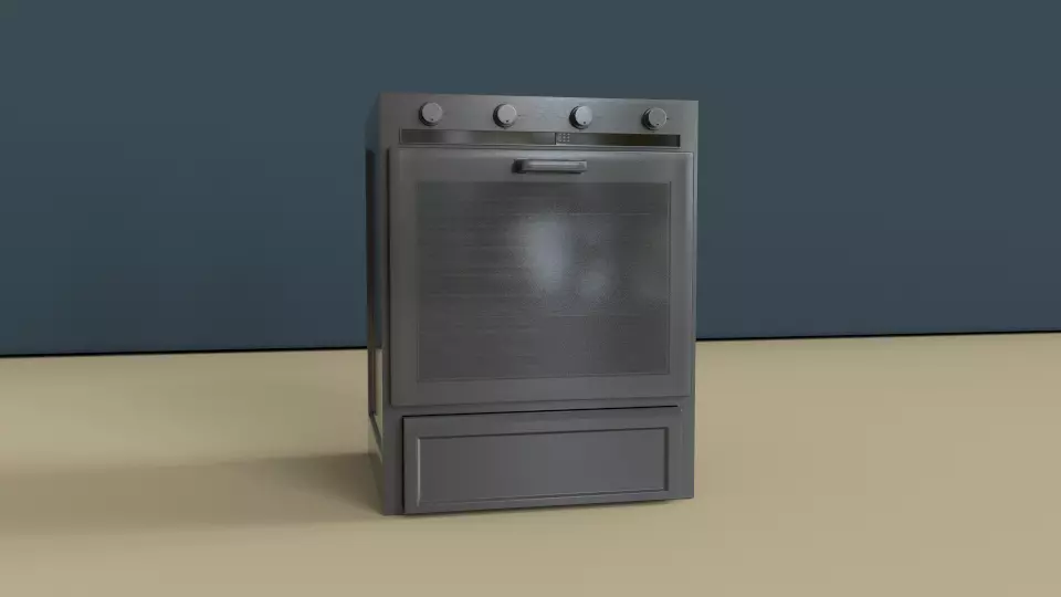 Cuisiniere3D oven on table 3D model_0