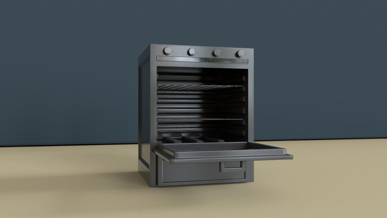 Cuisiniere3D oven on table 3D model_1