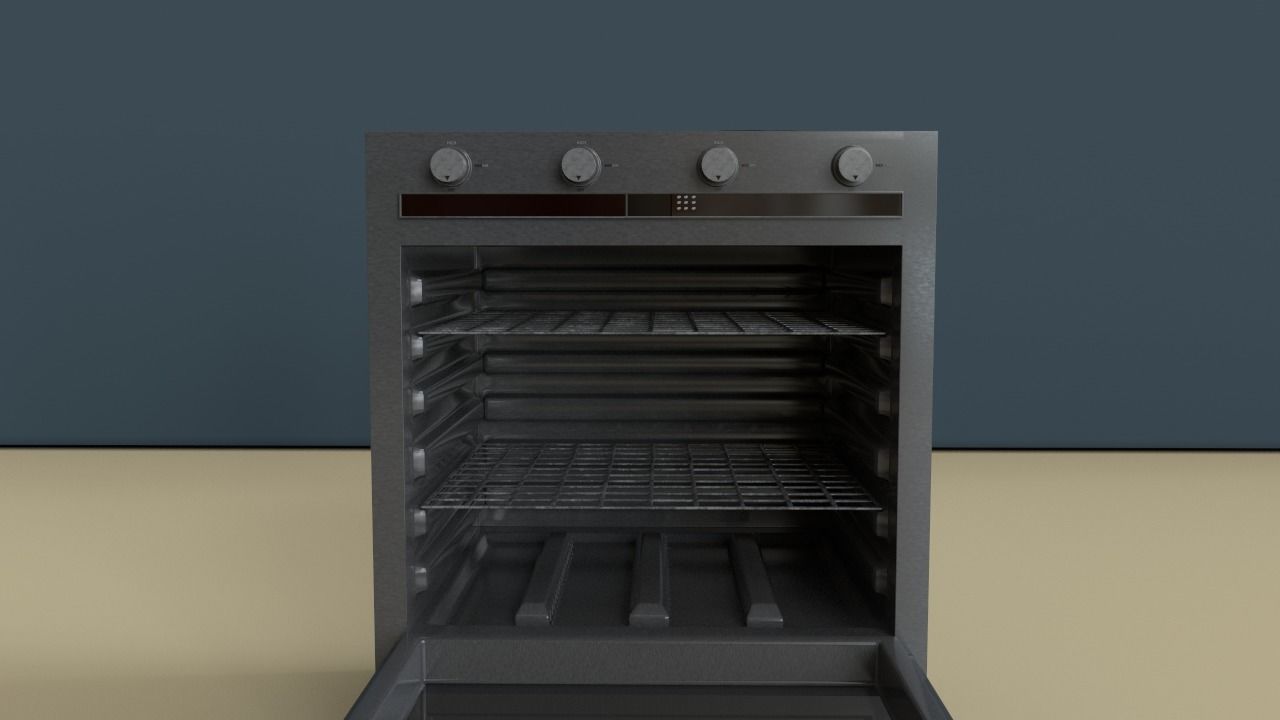 Cuisiniere3D oven on table 3D model_3