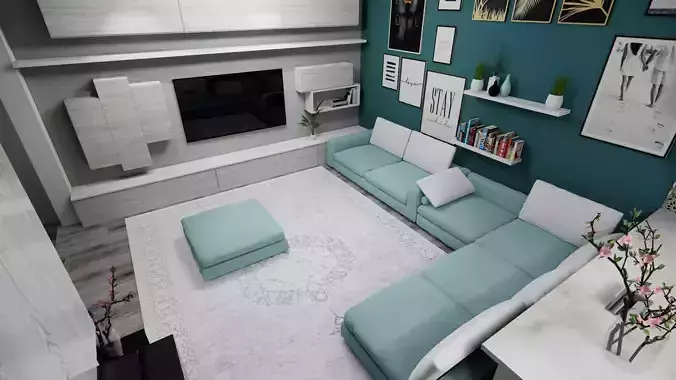 house living room with walls and furniture