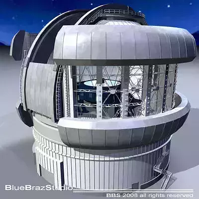 Observatory with telescope 3D model