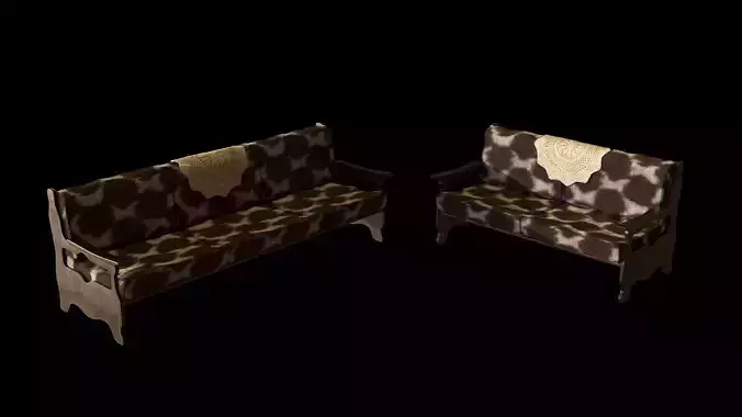 Vintage Knitted Wool Couches 3D model