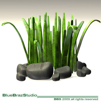 grass cartoon 3D model_4