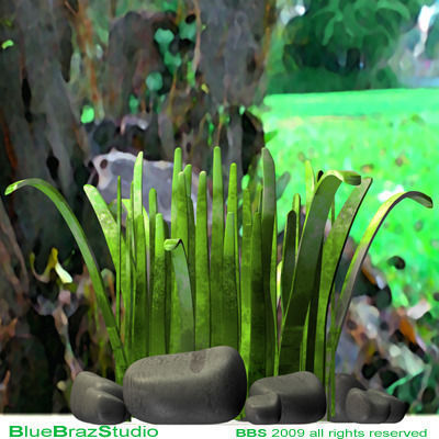 grass cartoon 3D model_1