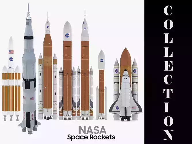 7 Models NASA Space Rockets Collection 3D model