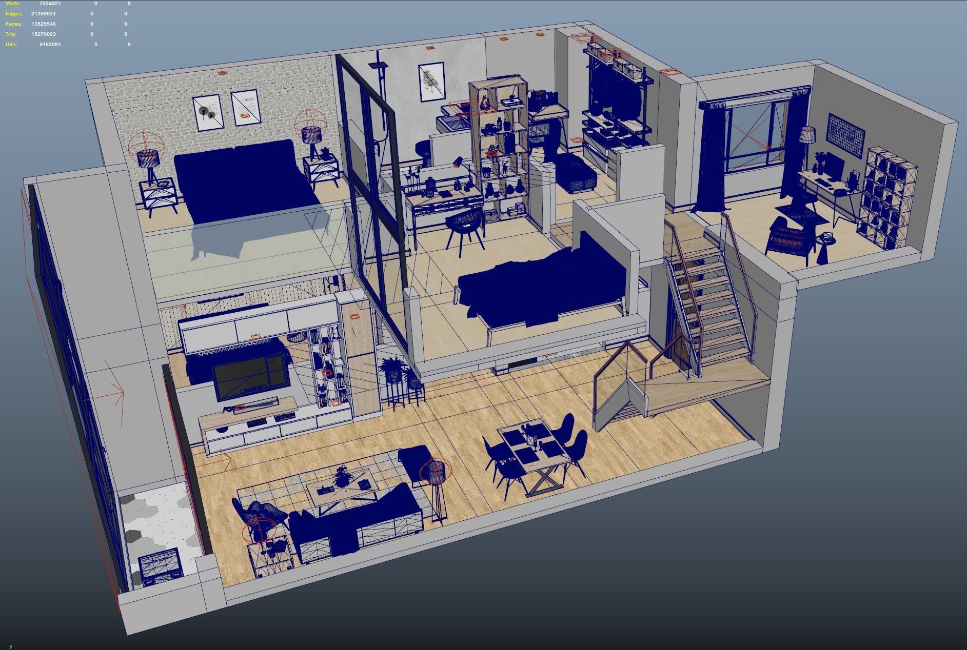 Duplex apartment floorplan Square50 3D model_5