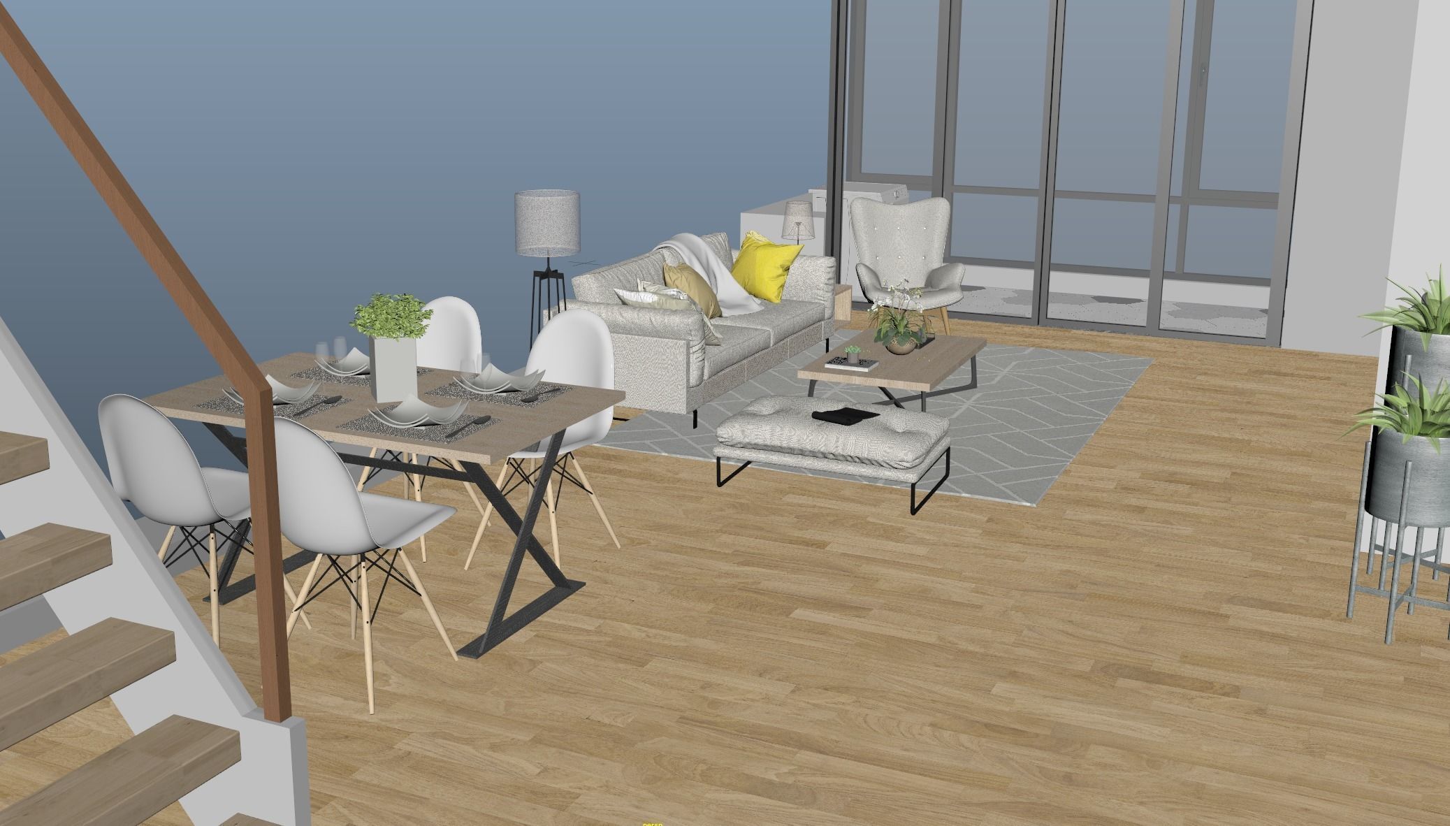 Duplex apartment floorplan Square50 3D model_3