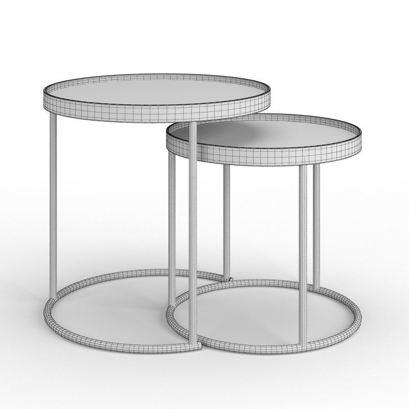 Zara Home Round Gold Nest of Tables 3D model CGTrader