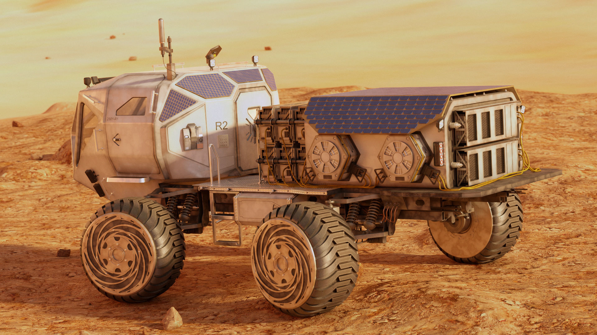 Mars Rover Rigged Animated with mars environment scene 3D model_5