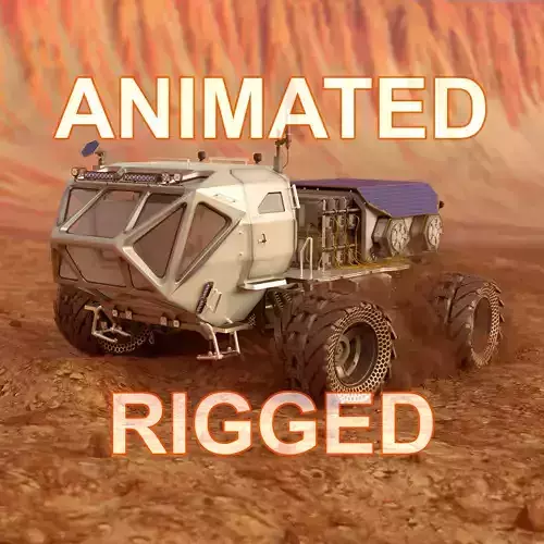 Mars Rover Rigged Animated with mars environment scene 3D model