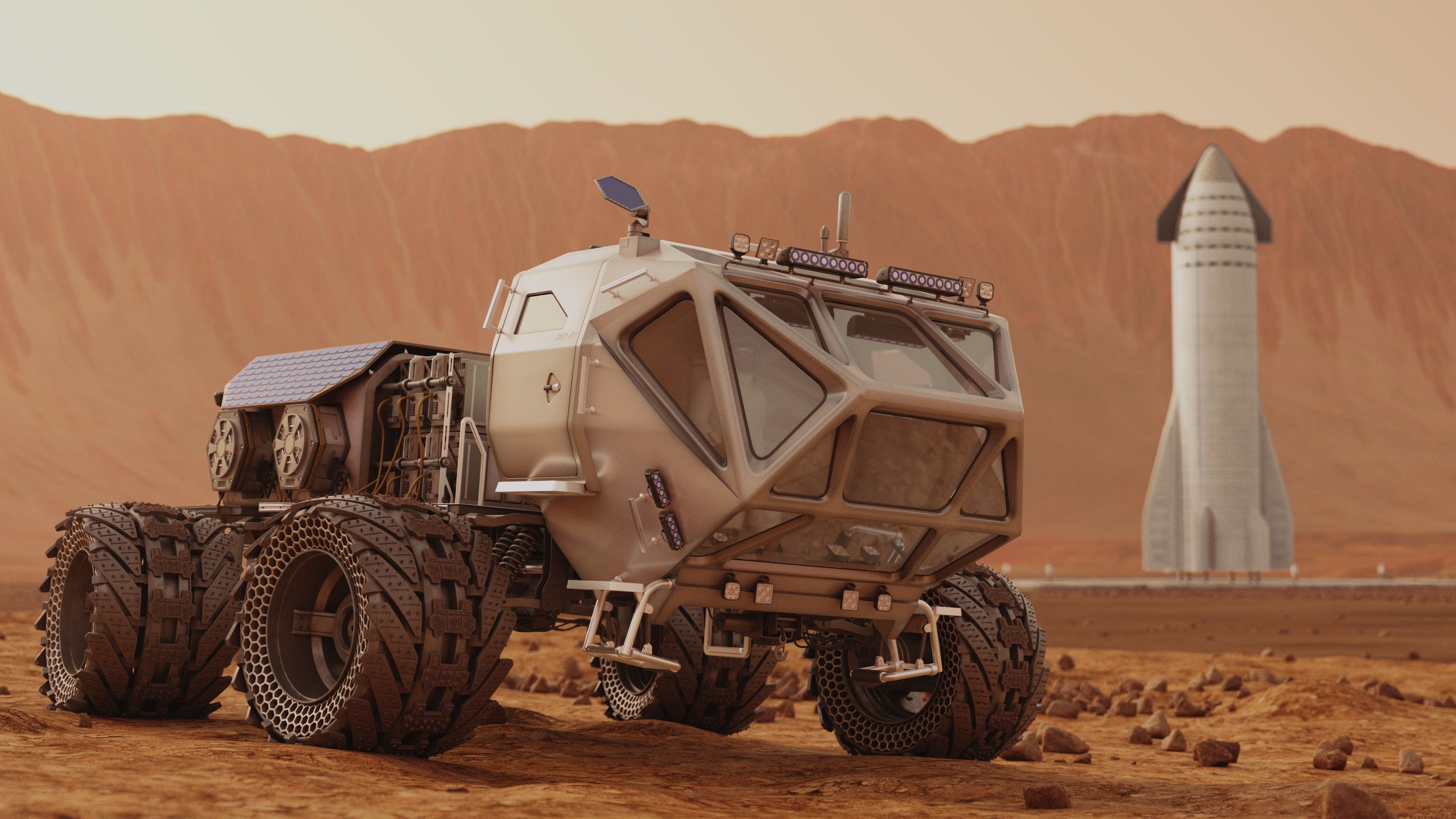 Mars Rover Rigged Animated with mars environment scene 3D model_3
