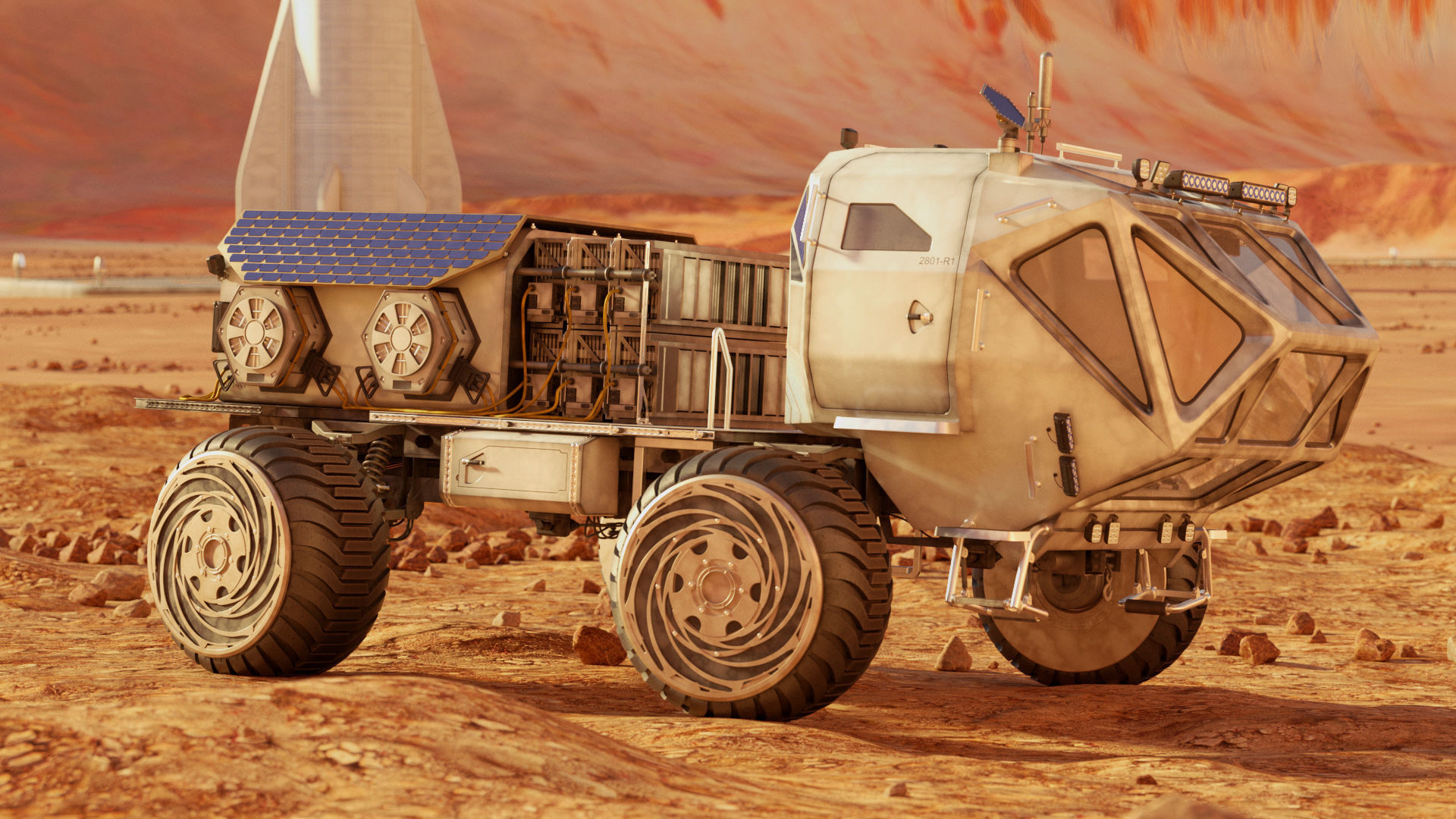 Mars Rover Rigged Animated with mars environment scene 3D model_6