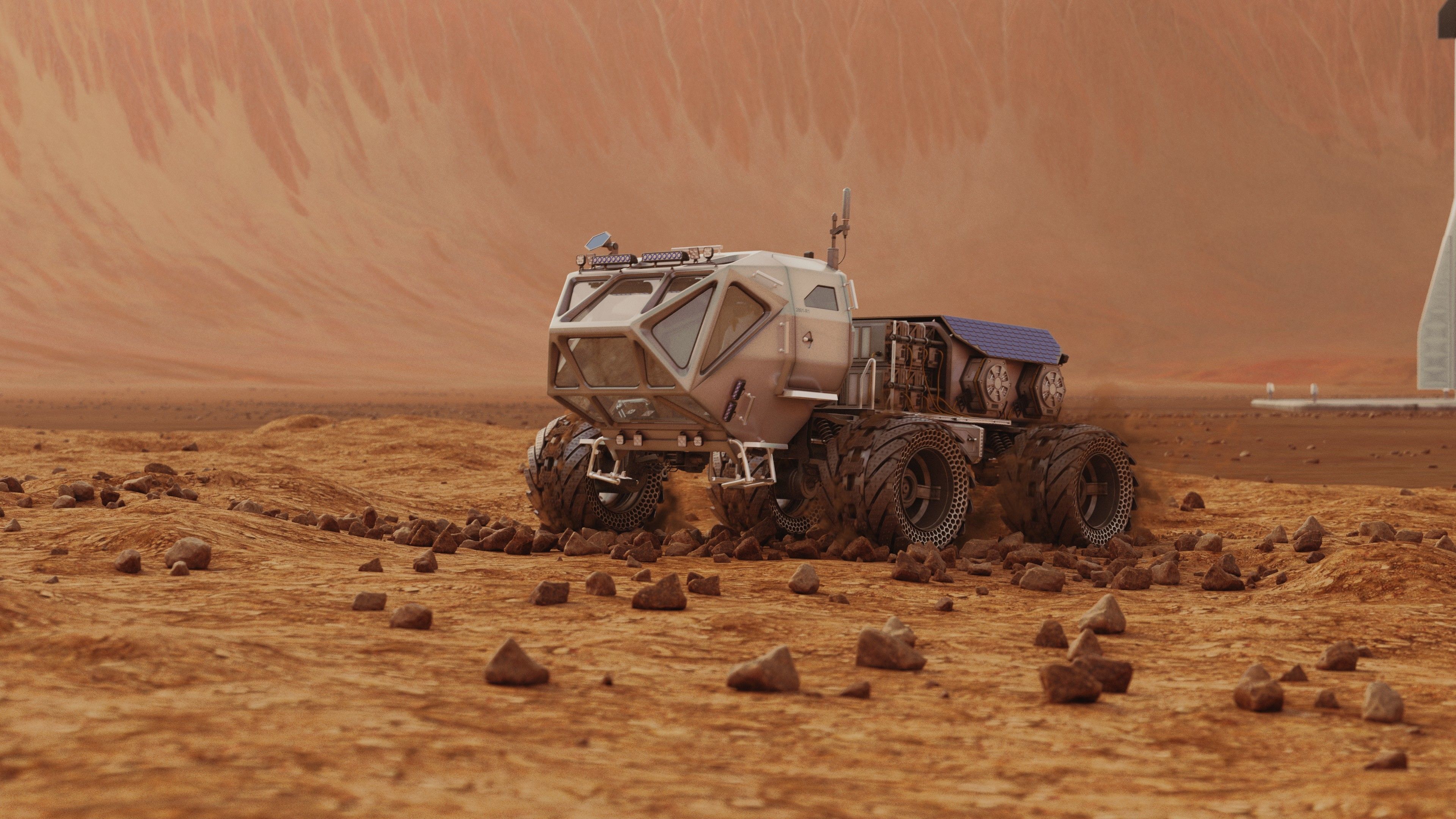 Mars Rover Rigged Animated with mars environment scene 3D model_4