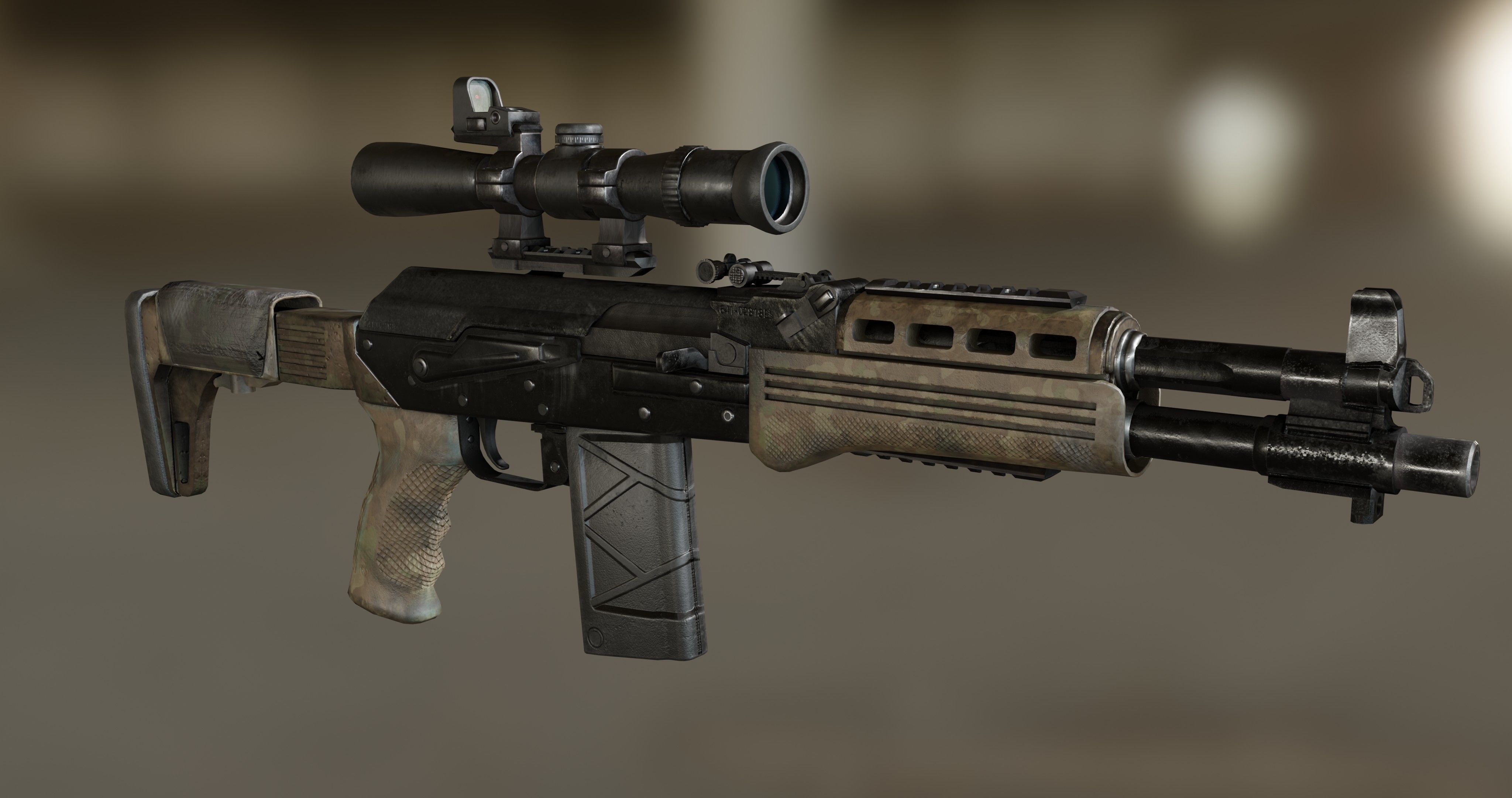 AK-74 458 SOCOM - Two variants Low-poly 3D model_3
