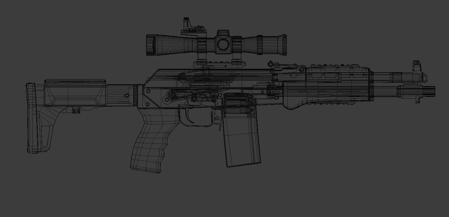AK-74 458 SOCOM - Two variants Low-poly 3D model_13