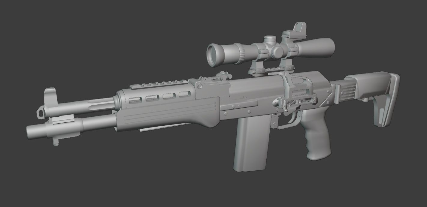 AK-74 458 SOCOM - Two variants Low-poly 3D model_8