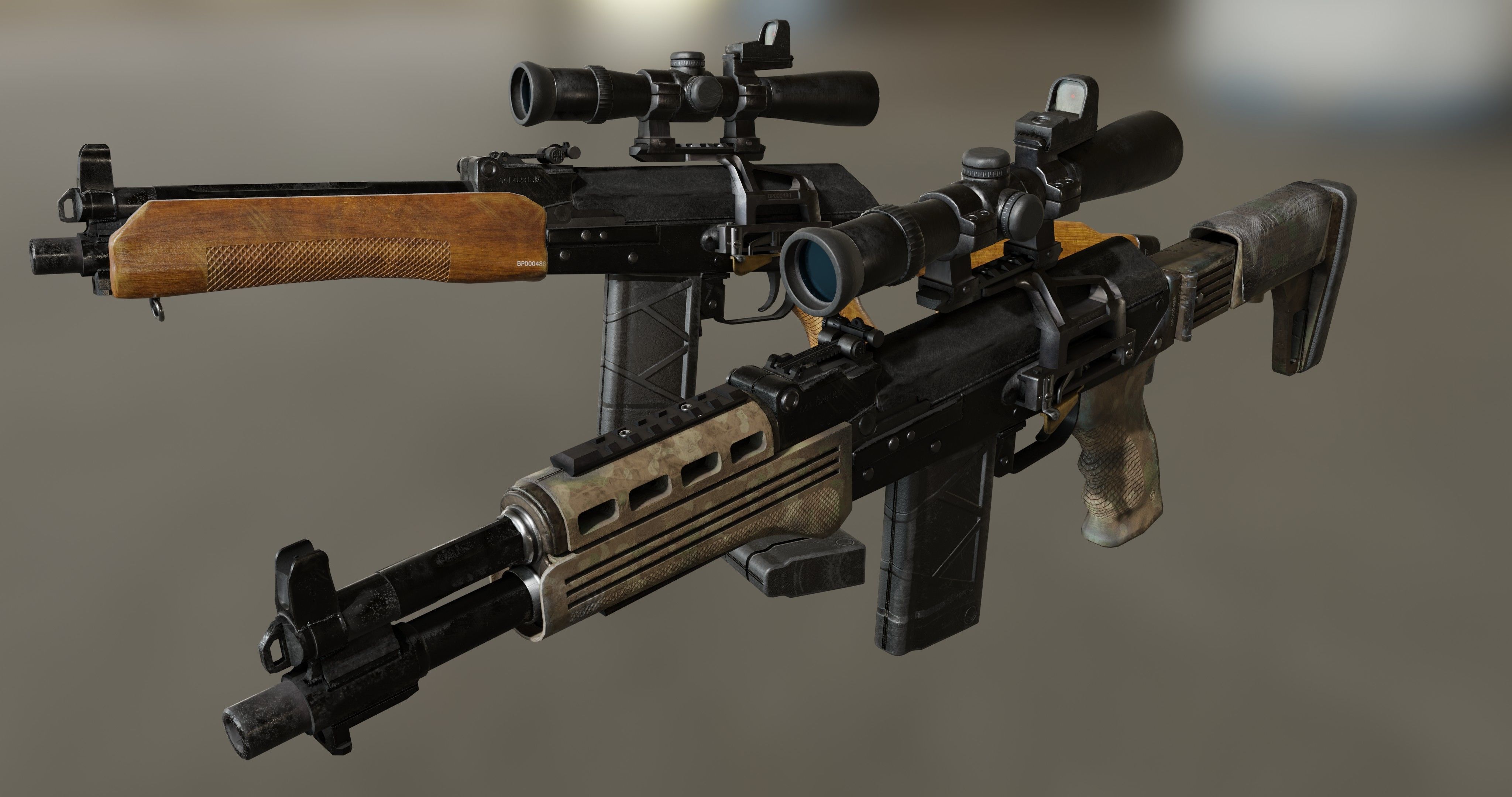 AK-74 458 SOCOM - Two variants Low-poly 3D model_1