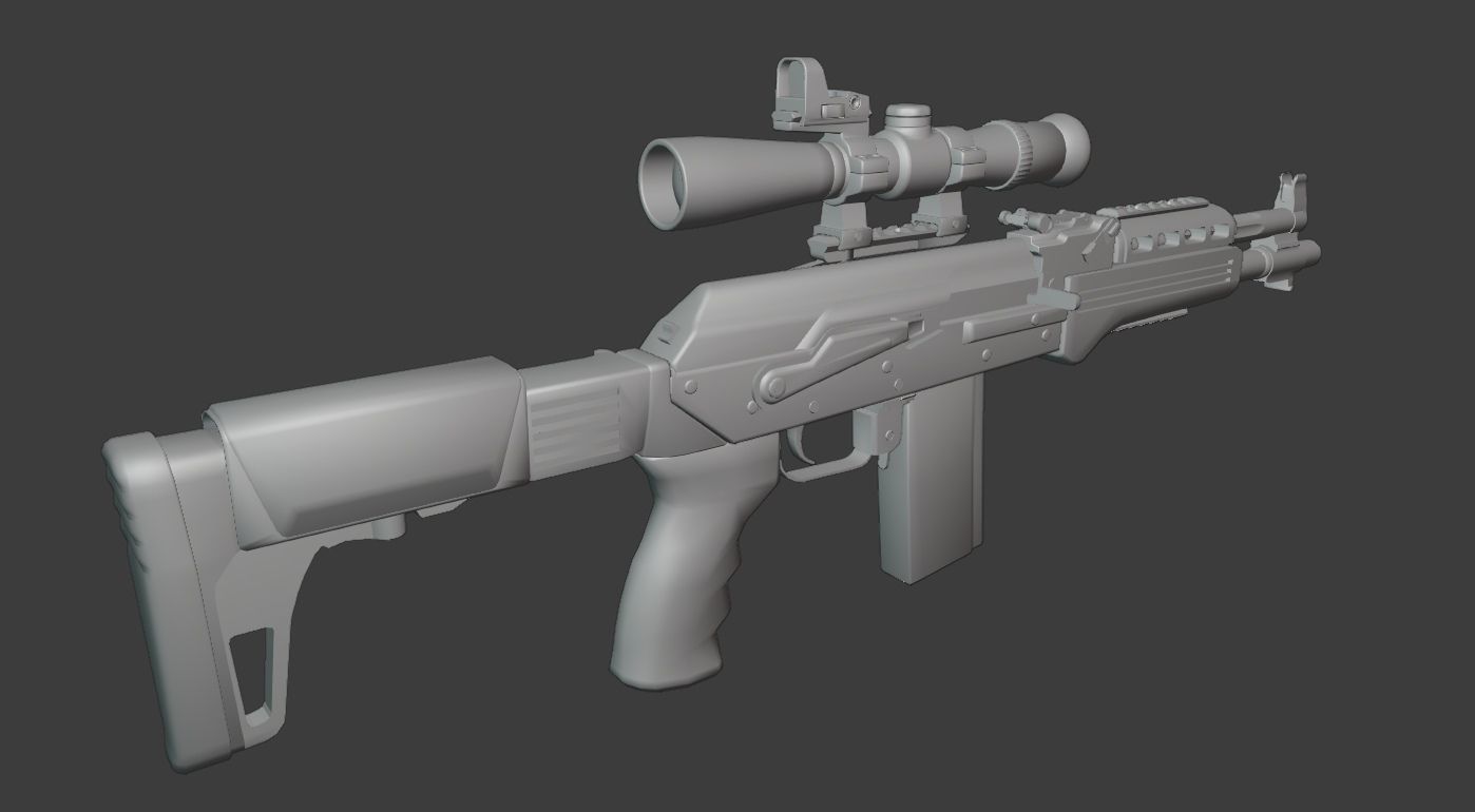 AK-74 458 SOCOM - Two variants Low-poly 3D model_9