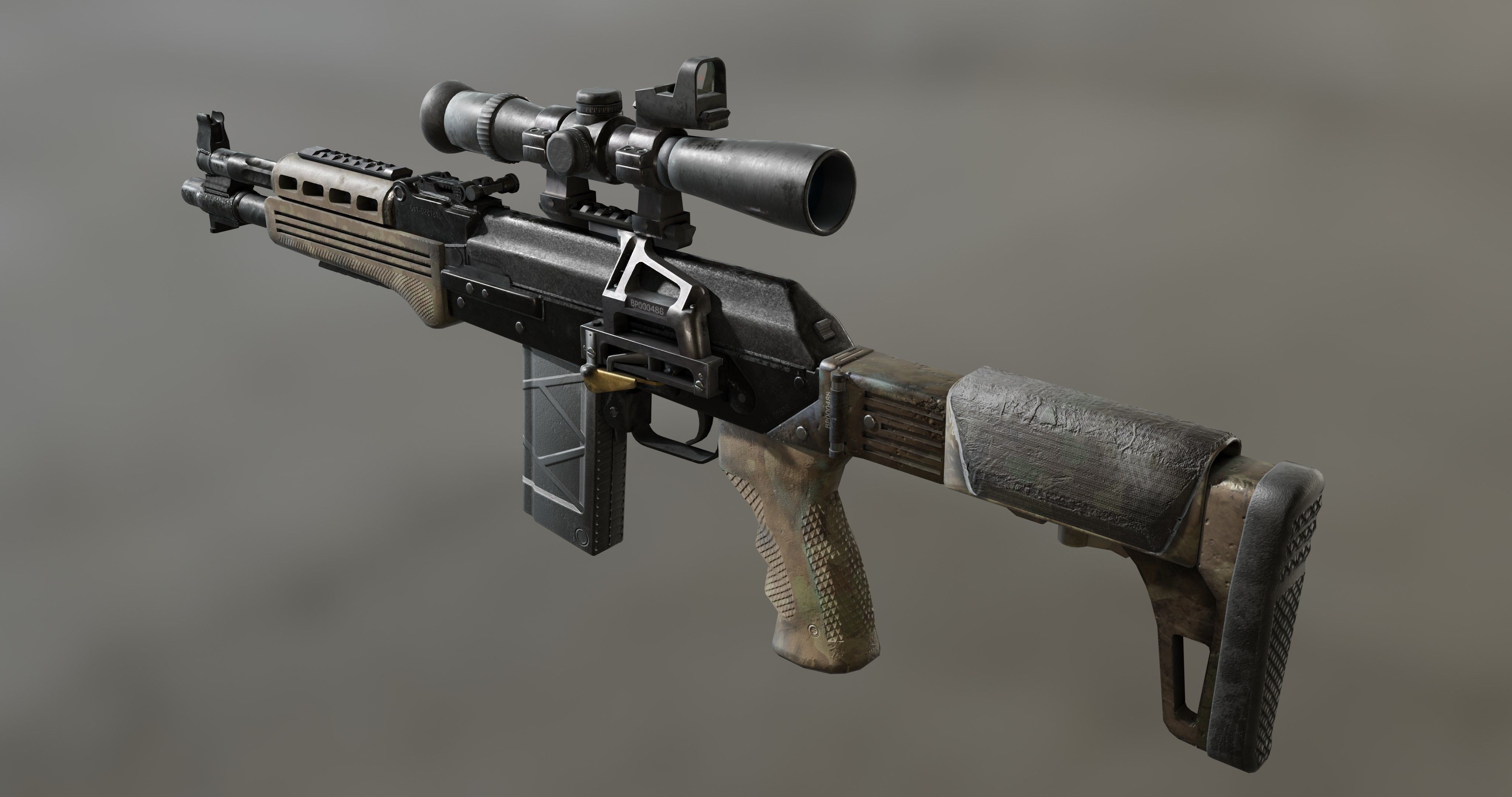 AK-74 458 SOCOM - Two variants Low-poly 3D model_5