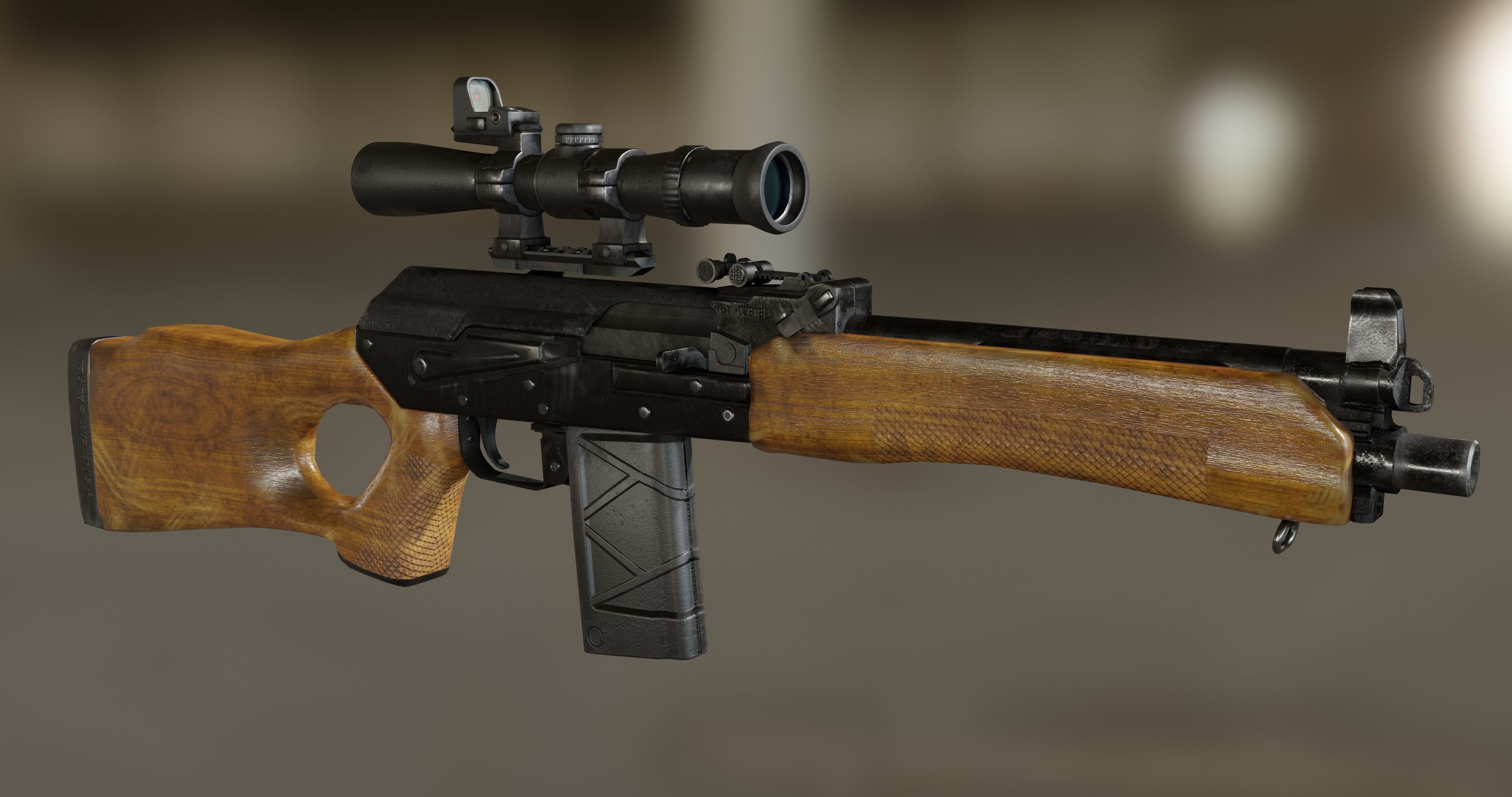 AK-74 458 SOCOM - Two variants Low-poly 3D model_2
