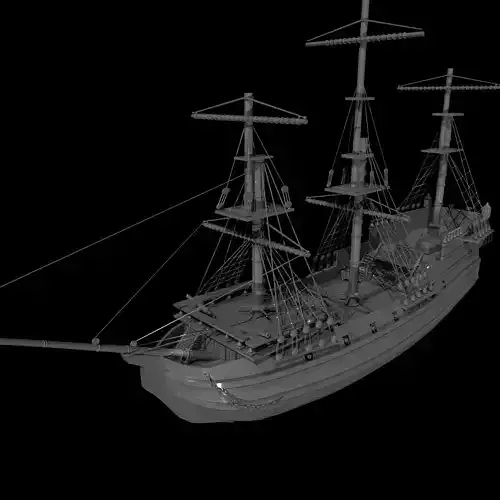 Ship model sailing Low-poly 3D model