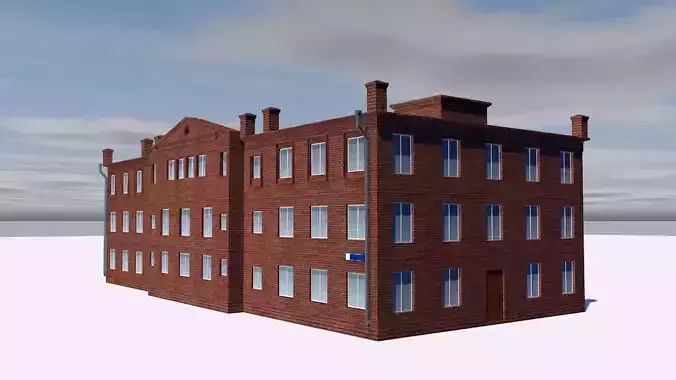 Museum brick building on cloudy day