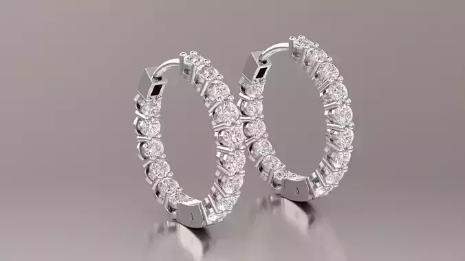 Earrings 3D print model diamond hoop