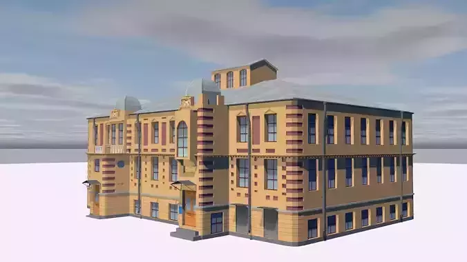 Hotel building on cloudy day