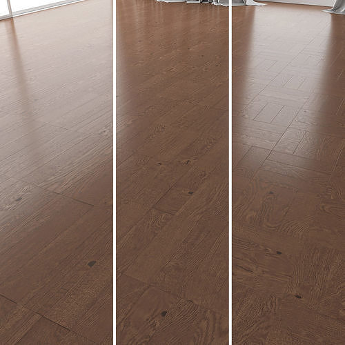 Parquet Oak Walnut Brushed set 3 3D model