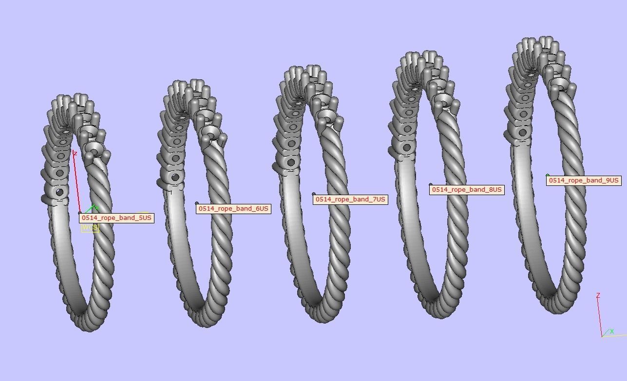 Rope Diamond Band ring 3dmodel 3D print model_17