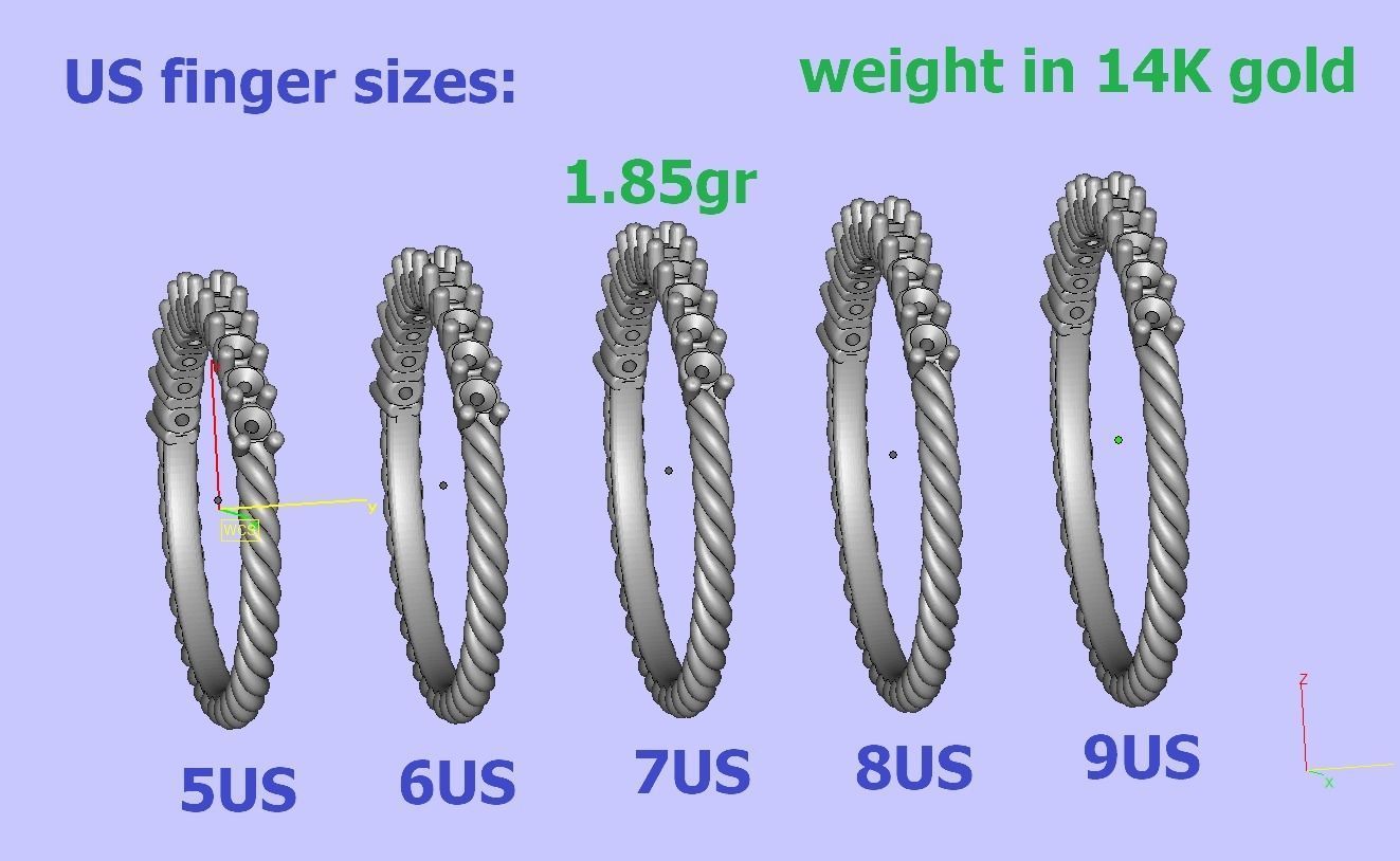 Rope Diamond Band ring 3dmodel 3D print model_10