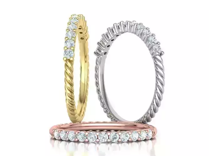 Rope Diamond Band ring 3dmodel 3D print model