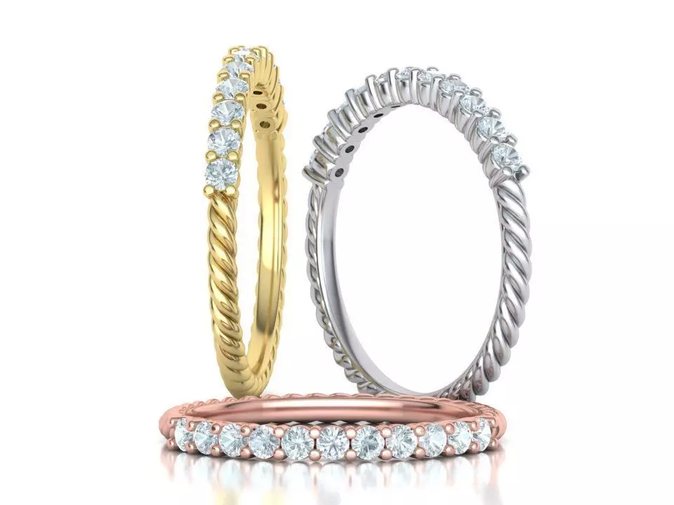 Rope Diamond Band ring 3dmodel 3D print model_0
